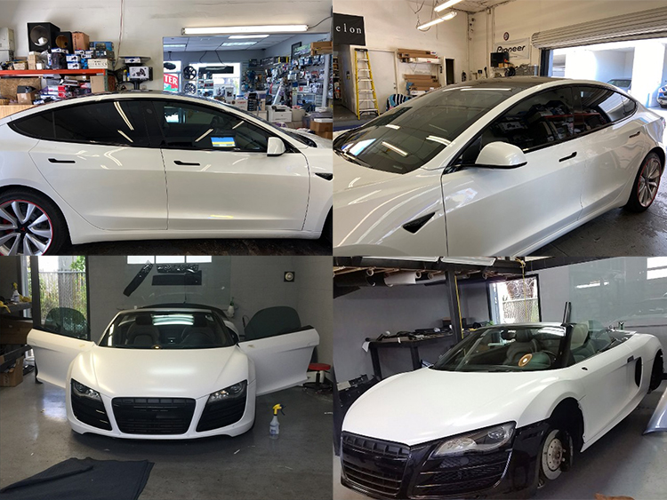 White Custom Car Wrapping